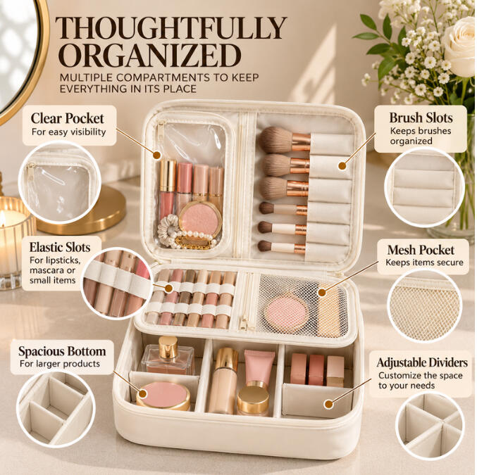 THOUGHTFULLY ORGANIZED DYVELLE travel organizer compartments